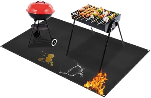 Under Grill Mat for Outdoor Grilling, 70 x 48 inches Double-Sided Fireproof Waterproof BBQ Protector for Deck and Patio Under Grill Mat for Outdoor BBQ by Unknown