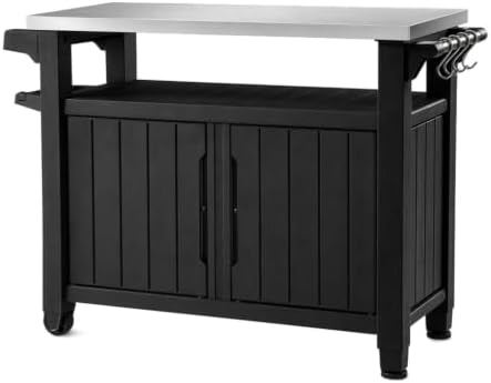 Outdoor Prep & Storage Cart, Stainless Steel Top, 78 Gal, Black by Unknown