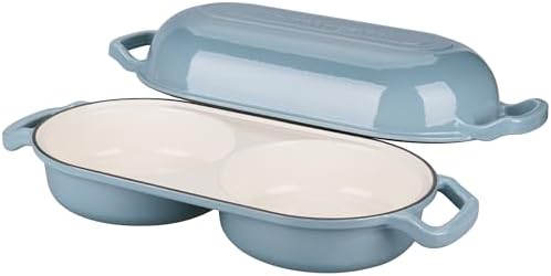 VORRINGARD Enameled Cast Iron Double Dutch Oven with Lid, Dual Round Loaf Pan, Bread pan for Homemade Sourdough Bread Baking, Sea salt - Image 5