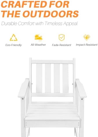 7 Pieces HDPE Outdoor Dining Set, Patio Dining Set with Umbrella Hole, All Weather Outdoor Dining Table Sets for 6, HDPE Patio Furniture Sets for Deck, Backyard, Lawn, and Poolside, Pearl - Image 6