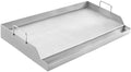 GasSaf 25" x 16" Stainless Steel Griddle Universal for Gas & Charcoal Grills, Large Flat Top with Grease Groove, Heat Evenly, Great for Parties, Camping & Tailgating, Outdoor Cooking Flat Pan by GasSaf