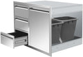 Outdoor Kitchen BBQ Island Drawers Combo 28" W x 20.1" H x 19.7" D with Recessed Handle BBQ Access Triple Drawers and Trash Drawer for BBQ Island Patio Grill Station by KODOM