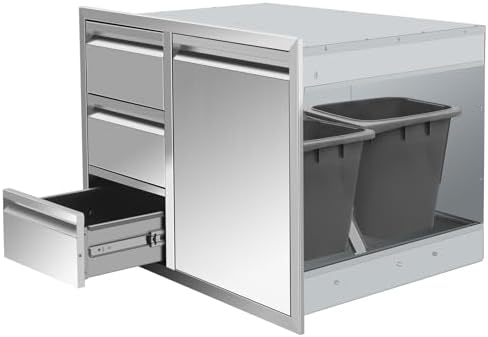 Outdoor Kitchen Drawer Combo Cabinet Outdoor Kitchen Stainless Steel Trash Triple Drawers For BBQ Island Grill Station,G2 by OLIPIC