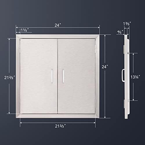 CO-Z Outdoor Kitchen Doors, 24" W x 24" H Weatherproof Built in 304 Stainless Steel Double Access Doors for Outside Kitchen Commercial BBQ Island Grilling Barbeque Oven Grill Storage Cabinet Door - Image 2