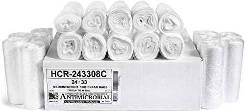 Aluf Plastics - 12-16 Gallon Clear Trash Bags - 24" x 33"- 8 Micron Equivalent High Density Value Garbage Bags for Bathroom, Office, Industrial, Commercial - (1 Pallet of 100 Cases, 10000 Bags Total) by AlufPlastics