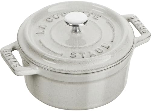 Staub Cast Iron .25-qt Mini Round Cocotte - White Truffle, Made in France by Unknown