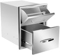 Pull Out Trash Drawer, Lower Sliding Rails Stainless Steel Roll Out Trash Bin Pull Out Tray With Handle For Outdoor Kitchen BBQ Island Grill Station,Double Drawers by OLIPIC