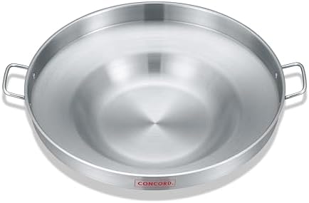 Concord Stainless Steel Comal Frying Bowl Cookware (22"), silver (S4008 S4812 S5612) by ConcordCookware