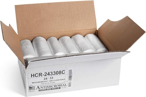 Aluf Plastics 12 - 16 Gallon Clear Trash Bags (1000 Count) - 24" x 33" - 8 Micron Equivalent High Density Value Garbage Bags for Bathroom, Office, Industrial, Commercial, Janitorial, Recycling - Image 2