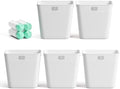 JOYMOOP Slim Trash Can 5-Pack, 2.2 Gallon Plastic Wastebasket for Bathroom, Bedroom, Office, Kitchen with 4 Rolls Bags, White by JOYMOOP