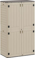 YITAHOME 60 cuft Vertical Outdoor Storage Shed w/o Shelf, Large Waterproof Storage Cabinet for Garden Shed, Tall Outdoor Storage Shed for Garage, Pool Storage, Resin, Lockable, Khaki & Brown by YITAHOME