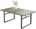 MIXPATIO Patio Table for 6, Brown Metal Dining Table w/Umbrella Hole by MIXPATIO