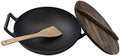 Cast Iron， Pre-Seasoned Wok 14.5" with Wood Spatula and Lid by HomeVSS