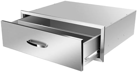 Pull Out Trash Drawer, Lower Sliding Rails Stainless Steel Roll Out Trash Bin Pull Out Tray With Handle For Outdoor Kitchen BBQ Island Grill Station,Single Drawer by OLIPIC