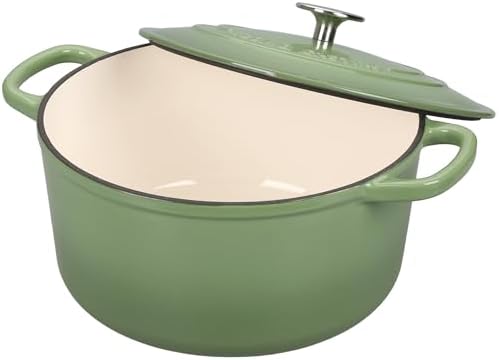 EDGING CASTING Enameled Cast Iron Dutch Oven with Sourdough Bread Baking Kit, Bread Dutch Oven with Lid, Includes Proofing Basket & Baking Tools, 5qt, Pistachio Green - Image 5
