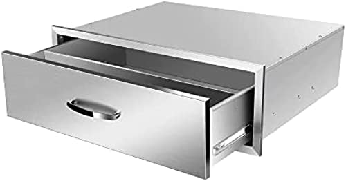 Stainless Steel Outdoor Kitchen BBQ Island Drawers - Flush Mount Triple Access, 30Wx23Dx10H by RIGMEC