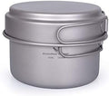 Titanium Pot Pan Set with Folding Handle Outdoor Camping Soup Pot Bowl Frying Pan Mess Kit Picnic Cookware by usharedo