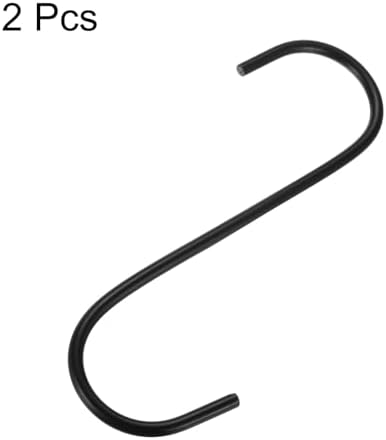 HARFINGTON 2pcs Long S Hooks 4.6 Inch Extra Long Metal S-Shaped Hanging Hooks High Manganese Steel S Hanger Storage Organizing Tool for Kitchen Garden Bathroom Garage Closet, Black - Image 3