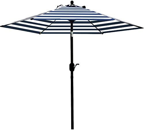 Sunnyglade 7.5' Patio Umbrella Outdoor Tilt Umbrella Blue/White Stripe by Sunnyglade