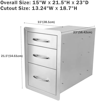 Stanbroil Triple Access Drawers for Outdoor Kitchen, 304 Stainless Steel - Image 3