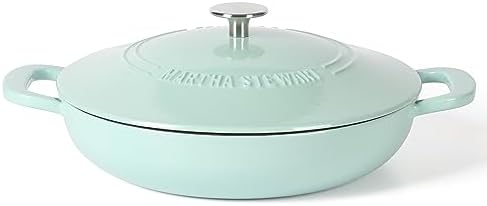 Martha Stewart Gatwick 3.5-Quart Enameled Cast Iron Dutch Oven Braiser – Martha Blue, Durable Nonstick Dutch Oven for Slow Cooking, Braising, and Baking by MarthaStewart