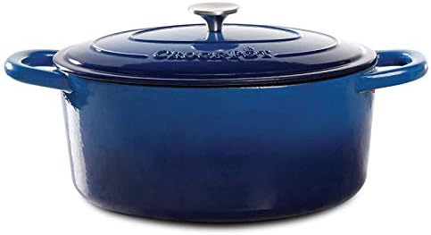 Crock Pot Artisan 7-Quart Oval Enameled Cast Iron Dutch Oven – Sapphire Blue, Heavy-Duty Cookware for Slow Cooking, Roasting, Baking with Lid by Crock-PotBrand