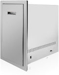 Outdoor Kitchen Single Trash Drawer 16'' W x 24.4'' H x 16'' D Pull Out Stainless Steel Bin Drawer Built-in Trash Drawers with Handle and Vents Suitable for Outdoor Kitchen Island Grill Station by Fsehyue
