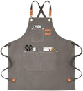 OUNLEN Chef Apron for Men Women Canvas Aprons with 3 Pockets Cross Back Resistant Work Apron for Cooking by OUNLENAPRON
