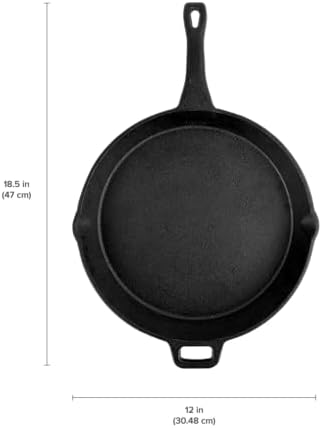 Coghlan's Cast Iron Skillet – 12-Inch Pre-Seasoned Frying Pan with Dual Pour Spouts & Helper Handle for Campfire Cooking, Stove, Grill, or Oven – Durable Outdoor Cookware - Image 6