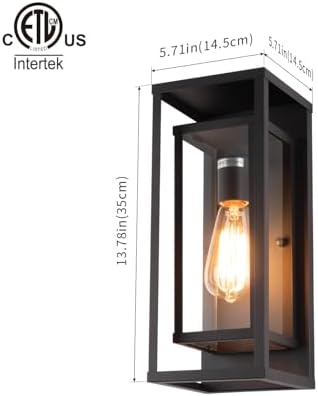 mirrea 14" Modern Outdoor Porch Wall Light, Matte Black, 2 Pack - Image 2