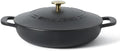 Martha Stewart Gatwick Enameled Cast Iron Braiser with Lid, 3.5-Quart Braiser Pan for Stovetop & Oven, Cast Iron Braising Pan with Gold Knob, Matte Black by MarthaStewart