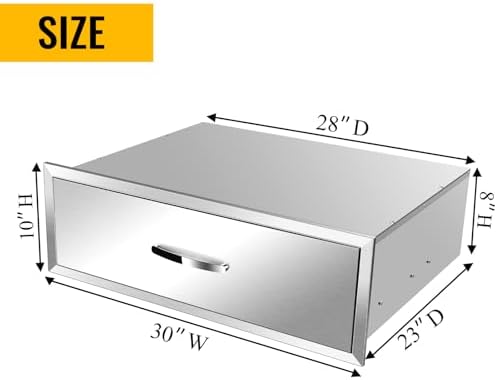 Outdoor Kitchen Drawers, Box Frame Style Flush Mount BBQ Drawer w/Stainless Steel Handle, BBQ Island Drawers For Patio Grill Station,Single Drawer - Image 2