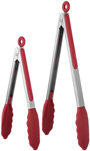 U-Taste Kitchen Tong for Cooking, 600ºF Heat-Resistant Silicone, 2Pcs/Red by U-Taste