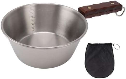 Aramox Camping Skillet 304 Stainless Steel Outdoor Skillet with Wooden - Image 6