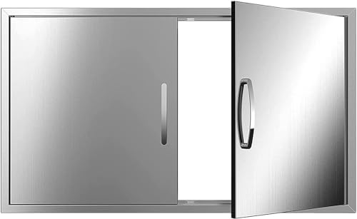 BBQ Access Double Doors 36Wx21H Flush Mount Stainless Steel Outdoor Kitchen Door for Outside Cabinets and BBQ Island by YourFriends