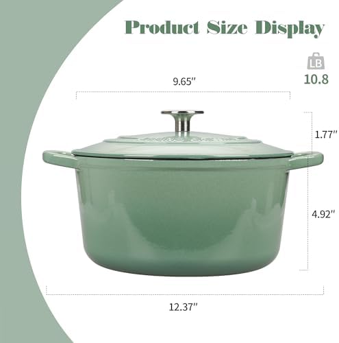 EDGING CASTING Enameled Cast Iron Dutch Oven with Sourdough Bread Baking Kit, Bread Dutch Oven with Lid, Includes Proofing Basket & Baking Tools, 5qt, Sage Green - Image 2