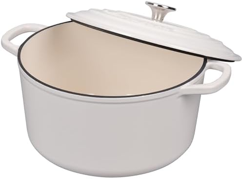 VORRINGARD Enameled Cast Iron Dutch Oven Pot with Lid, for Sourdough Bread Baking, Round Dutch Ovens, 6 Quart, White - Image 5