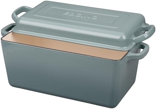 EDGING CASTING Enameled Cast Iron Dutch Oven, Oblong Bread Oven for Sourdough Bread Baking, Baking Pan, Dual Handles, Oven Safe, 4 Quart, Seasalt - Image 5
