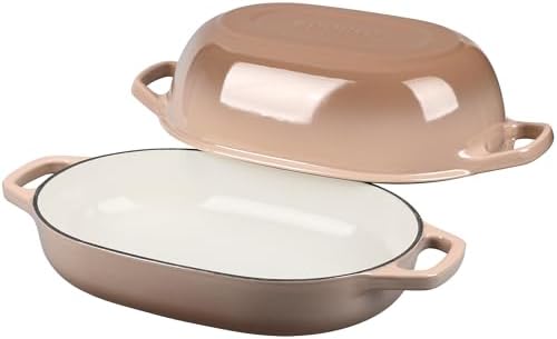 EDGING CASTING Enameled Cast Iron Oval Dutch Oven Pot with Lid, Dutch Oven for Sourdough Bread Baking, Oval Bread Pan, Bread Oven, Bread Dutch Oven, 7qt, Mocha - Image 3