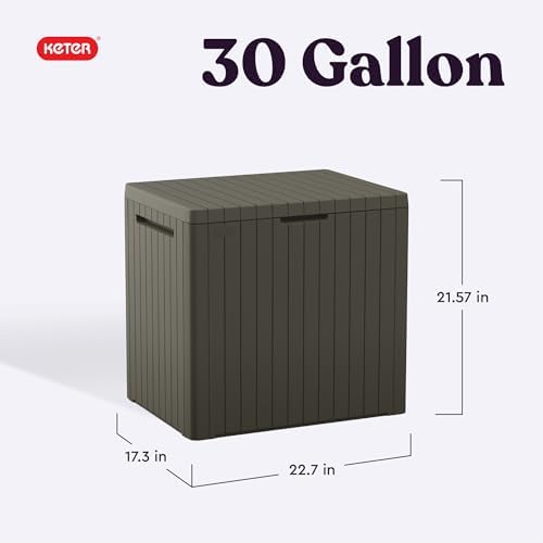 Keter City 30 Gal Outdoor Storage Box and Patio Side Table - Image 2