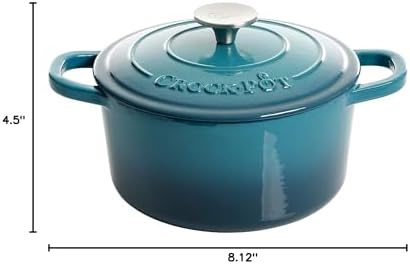 Crock-Pot Artisan 3-Quart Round Enameled Cast Iron Dutch Oven – Gradient Teal, Durable Heavy-Duty Cookware for Slow Cooking, Roasting, Baking with Lid - Image 7