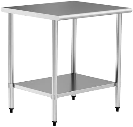 Stainless Steel Work Table 30 x 36 Inch with Adjustable Undershelf, Heavy-Duty Metal Prep Table for Commercial Kitchen & Restaurant, Garage, Outdoor by Chingoo