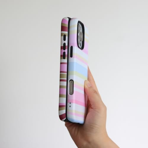 for iPhone 16 Pro Case, Magnetic Matte Frosted Dual-Layer Striped Phone Case for Women, Retro Aesthetic Cover Compatible with Mag Safe Accessories - Cocoa Stripe - Image 4