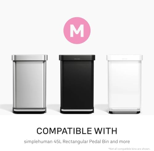 simplehuman Code M 40 Count, Dispenser Pack Custom Fit Liners, Drawstring Trash Bags, 45 Liter / 11.9 Gallon, White - Image 6