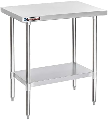 DuraSteel 30x36 Stainless Steel Work Table - NSF Commercial Prep Metal Table - Outdoor Pizza Oven Stand w/Under Shelf - Kitchen Island Laundry Utility Garage Microwave Stand Large Rolling Storage Cart by DuraSteel