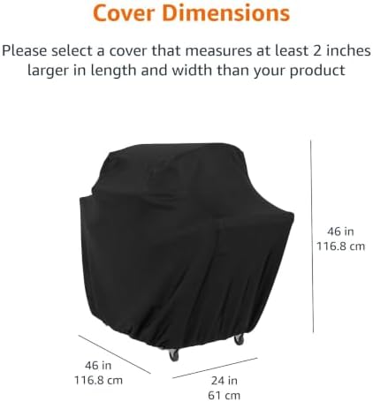 Amazon Basics Gas Grill Barbecue Cover for Outdoor, Waterproof, Anti-UV, Durable, 46" x 24" x 46", Small, Black - Image 2