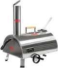 12 Portable Pizza Oven Outdoor, Wood Fired Pizza Oven, Semi-Automatic Burning Pizza Maker Stove with Built-in Thermometer Pizza Stone Peel for Outside Kitchen Backyard (Curved Silver) by FTOPBTB