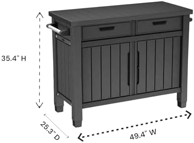 BBQ Outdoor Grill Table, Buffet, Entertainment and Storage Cabinet w/Drawers, Graphite Gray - Image 2