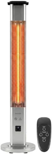 SereneLife Outdoor Electric Patio Heater - 1500W High-Efficiency Infrared Heating, Remote Control Standing Heater with Aluminum Reflector, Waterproof Design, IP65 Approved, Quiet Operation by SereneLife