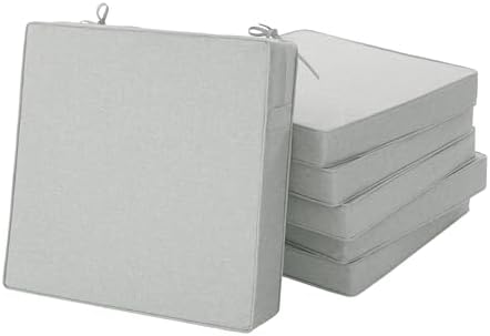 Outdoor Chair Cushions, Set of 6, 18.5 x 16 Inch, Light Grey by Unknown
